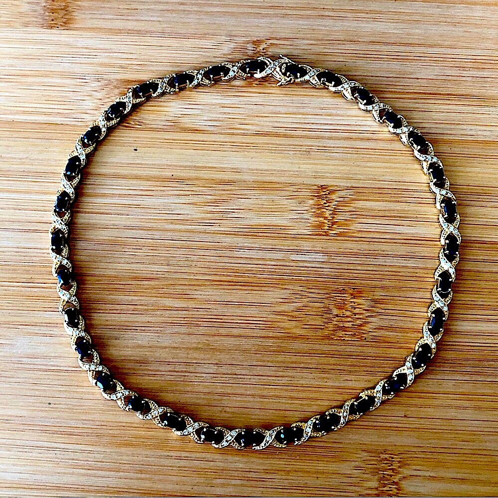 $178 Designer Gold on Sterling Amande Tennis Estate Necklace Hallmarked 925 - Picture 4 of 7